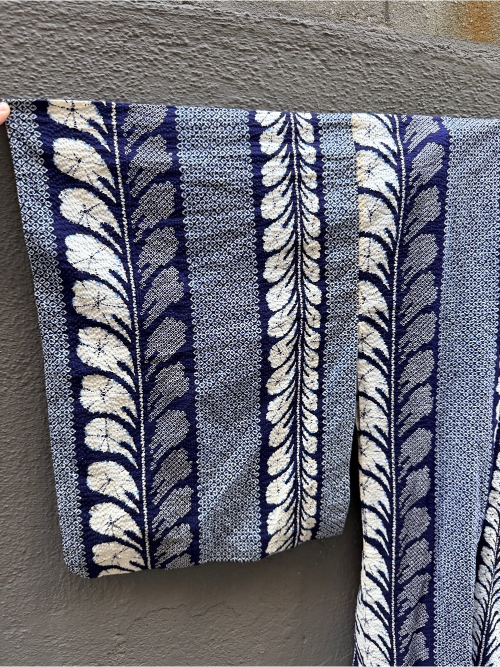Vintage Shibori Cotton Indigo Ikat Hand Stitched Cotton Textile Japanese Kimono - Picture 8 of 8